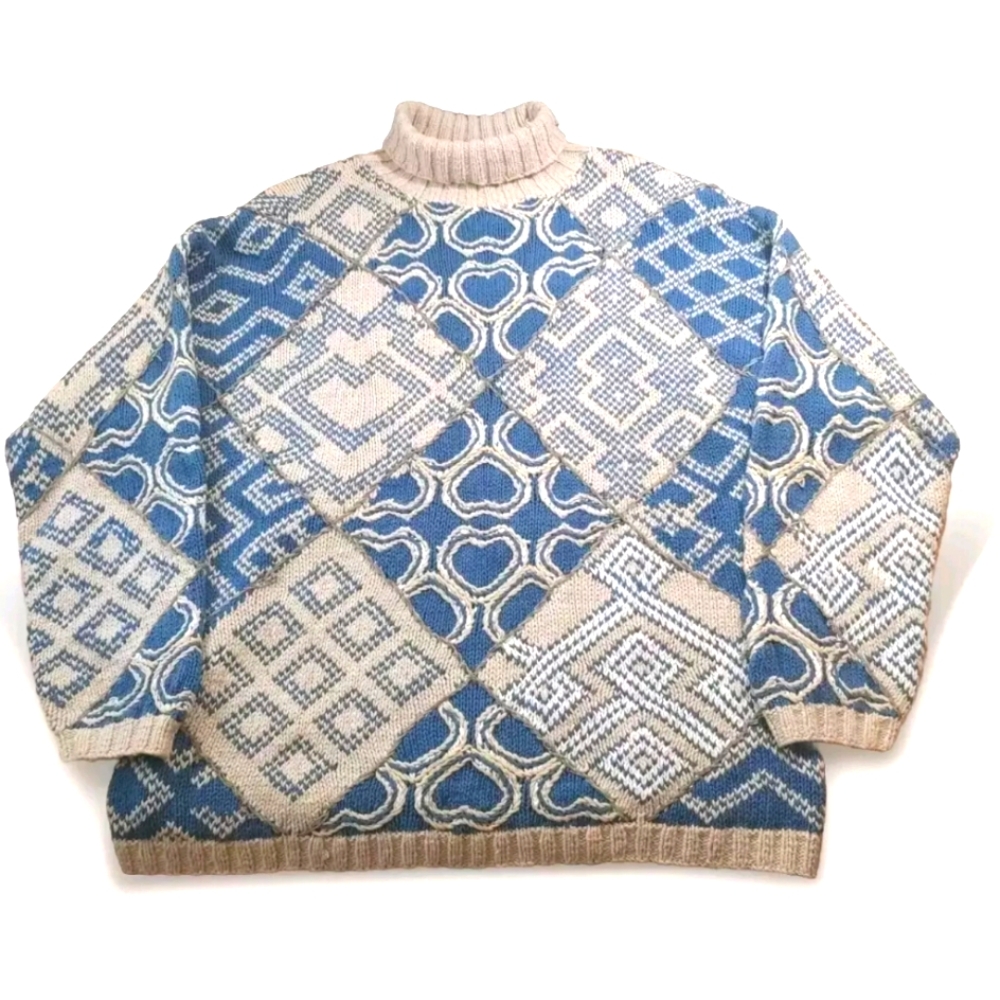 Express Tricot 3d Handknitted Patchwork Sweater L… - image 3